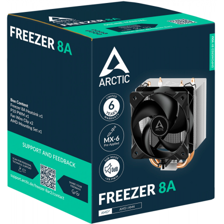 Вентилятор для процессора Arctic Freezer 8A  s.AMD ACFRE00161A черный 100мм алюминий+медь 2300rpm 20db 4-pin 140W 136мм, фото , изображение 6