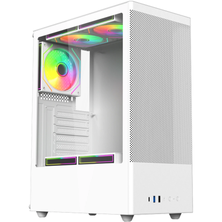 Корпус для ПК ACD Citadel 108W ATX, Type-C + 2XUSB ports + HD audio combo, Mesh, TG, White., фото 