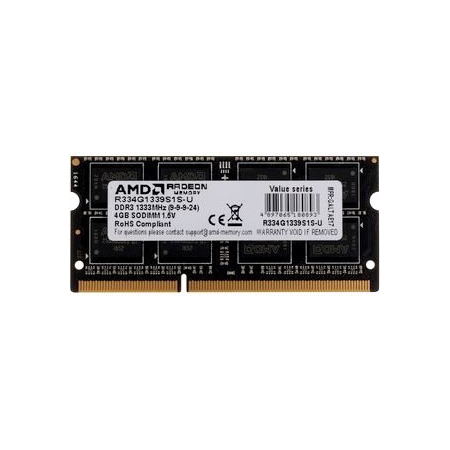 Оперативная память SO-DIMM AMD DDR3 4Gb 1333MHz R334G1339S1S-U, фото 