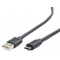 Кабель USB2.0 Cablexpert (RU) AM/Type-C CCP-USB2-AMCM-1.8M-RU-B, 3A, 36Вт, QC3.0, медь, двойной экран, 1.8м, чёрный, пакет, фото 