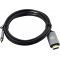 Кабель аудио-видео Cactus CS-USBC-HDMI-2-2 USB Type-C (m)/HDMI (m) 2м. позолоч.конт. черный, фото 
